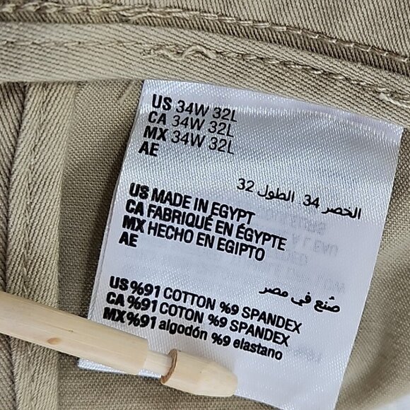 Club Room Men's Size 34x32 4-Way Stretch Chino Golf Pant Khaki Relaxed Straight - Picture 12 of 14